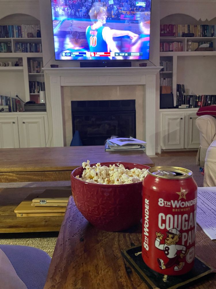 Picture of popcorn and beer