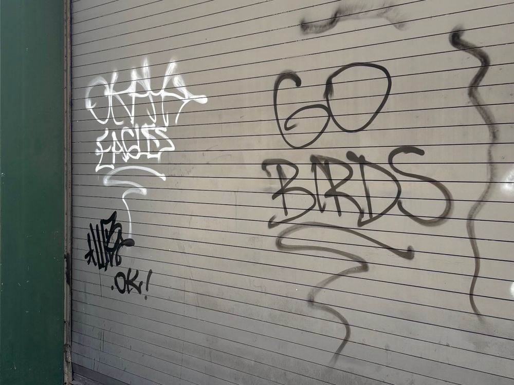 tags that read “okay EAGLES” and “go birds”