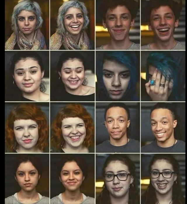 the “before and after she called them beautiful” meme of people with straight faces then smiling
