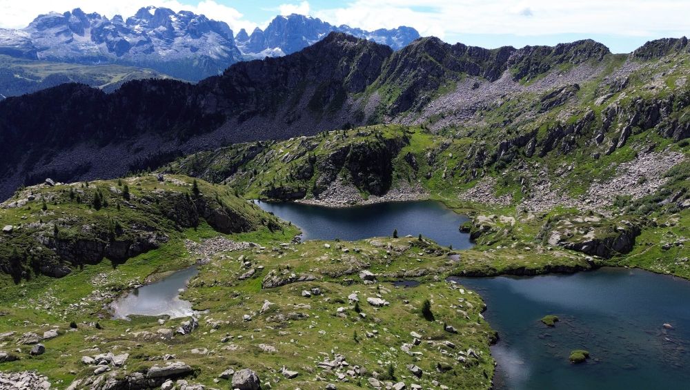 The Tre Laghi: Upper on the right, middle on the left, lower in the distance.