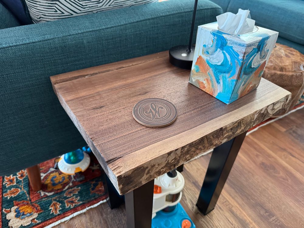 Hand made wood end table