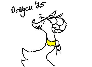 A drawing of Yarrow in her wyvern shape looking very happy.