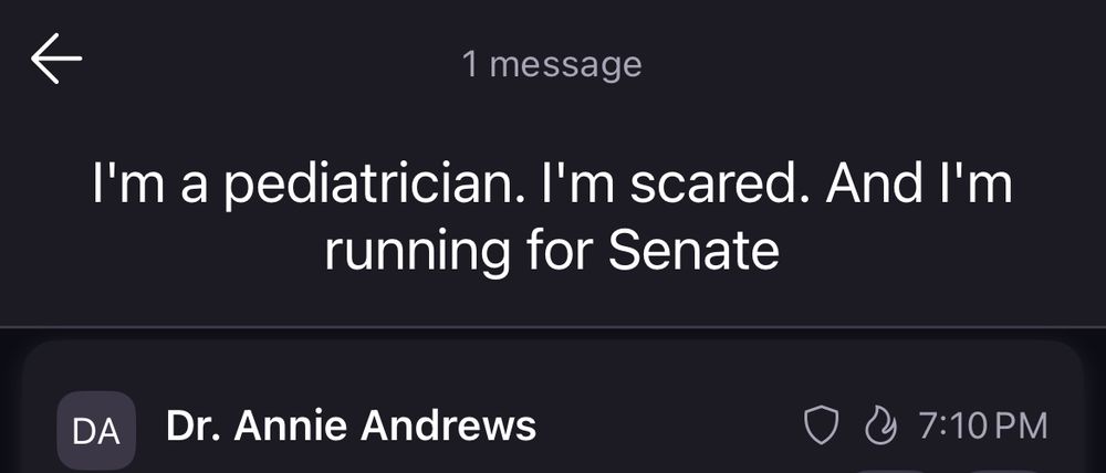 Email subject says “I’m a pediatrician. I’m scared. And I’m running for Senate”