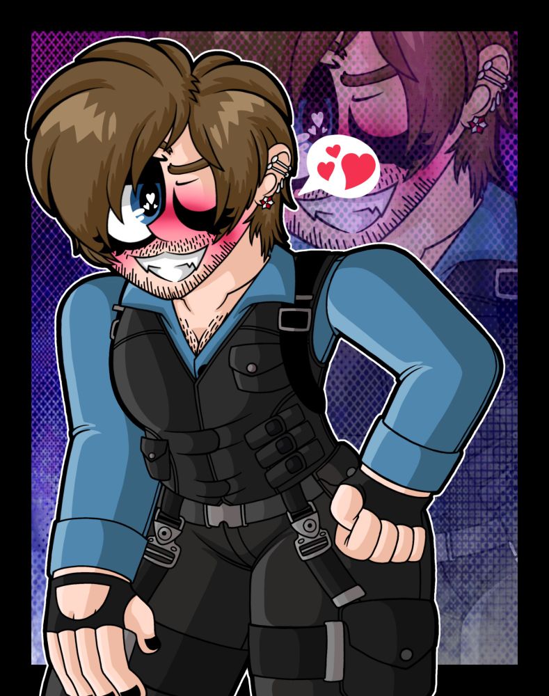 Leon Kennedy (Resident Evil) in his RE6 getup being flirty..... I think?