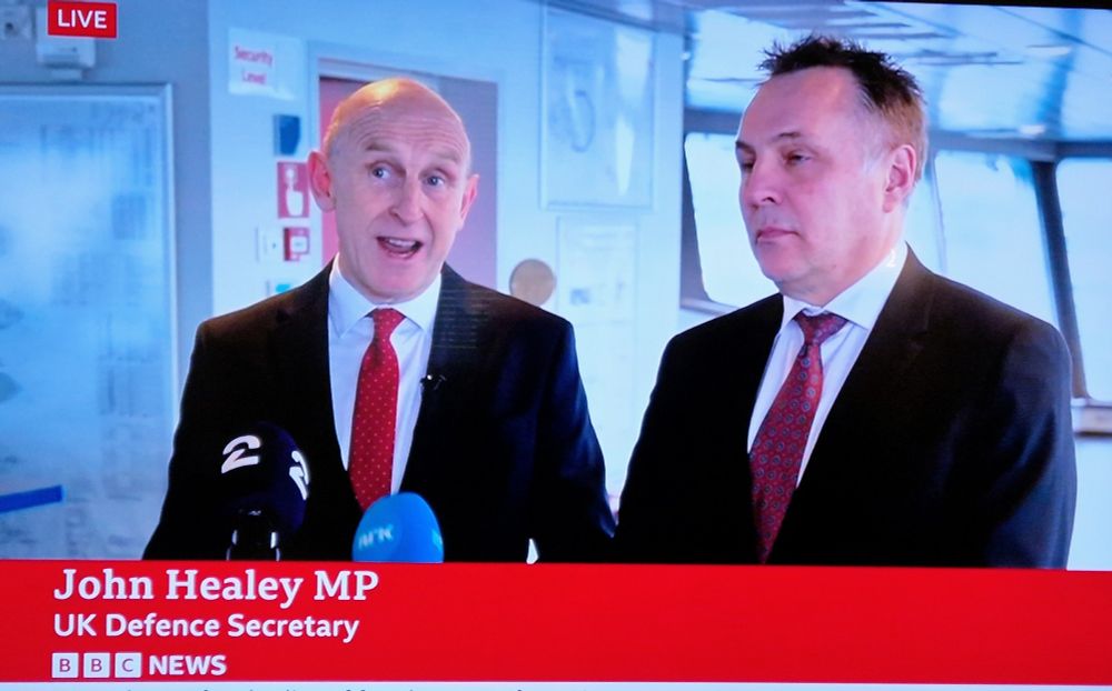 UK Defence Secretary John Healey and Norwegian Defence Secretary Tore O. Sandvik in Press conference in Bodø in Norway 20.02.2025.