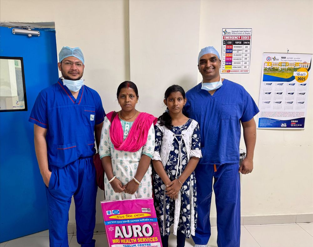 A patient, parent and UK team visiting Kolkata