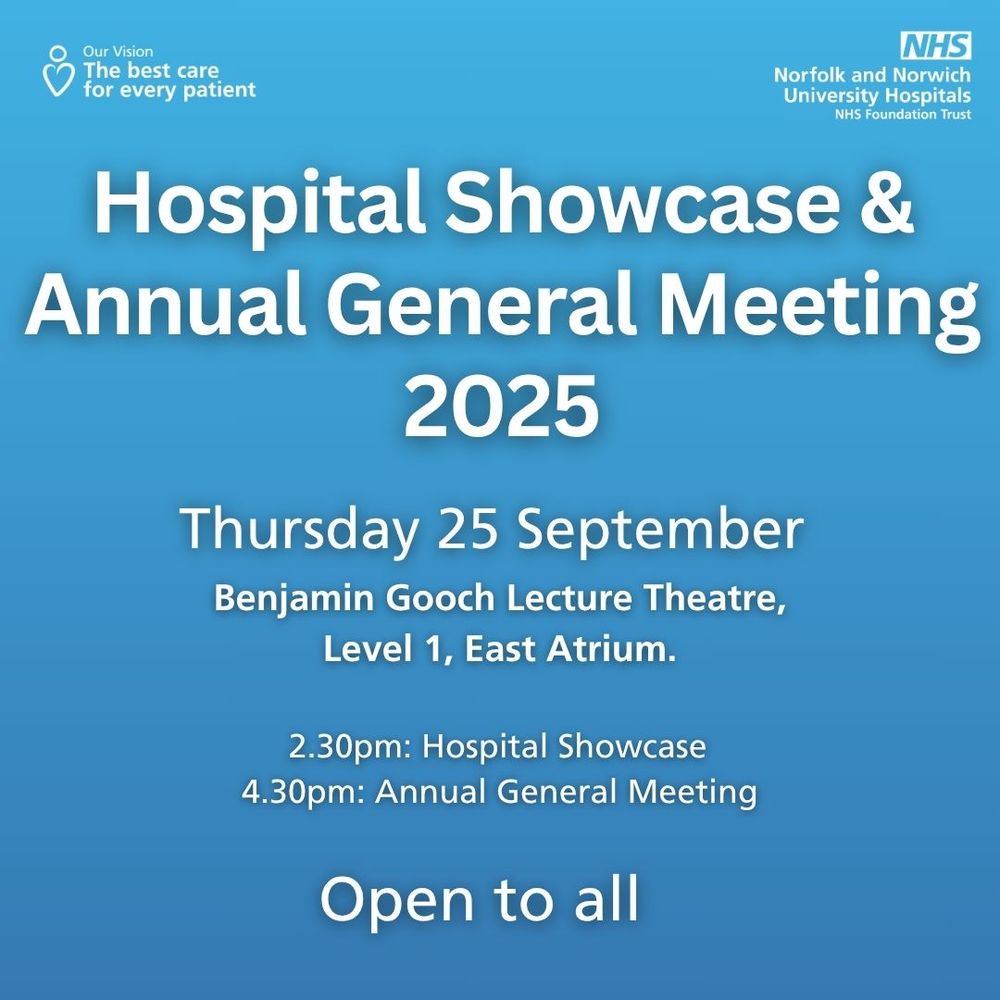 Hospital Showcase and Annual General Meeting: Thursday 25 September in the Benjamin Gooch Lecture Theatre, Level 1, East Atrium. 
2.30pm Hospital Showcase and the AGM starts at 4.30pm.
Open to all.
