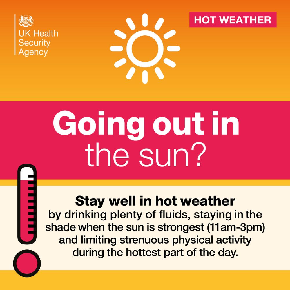 Satay well in hot weather by drinking plenty of fluids, staying in the shade and limiting strenuous physical activity during the hottest part of the day. 