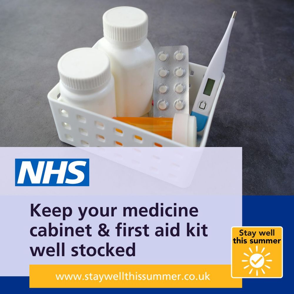 "Keep your medicine cabinet & first aid kit well stocked"