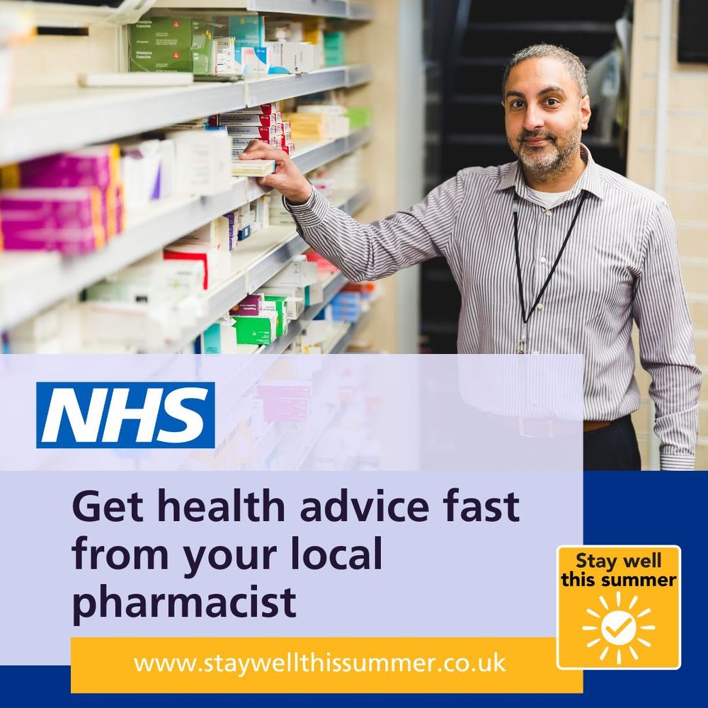 "Get health advice fast from your local Pharmacist"