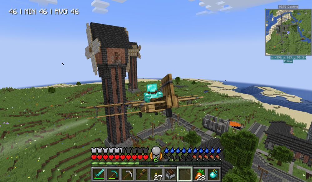 heavily modded minecraft gameplay involving planes