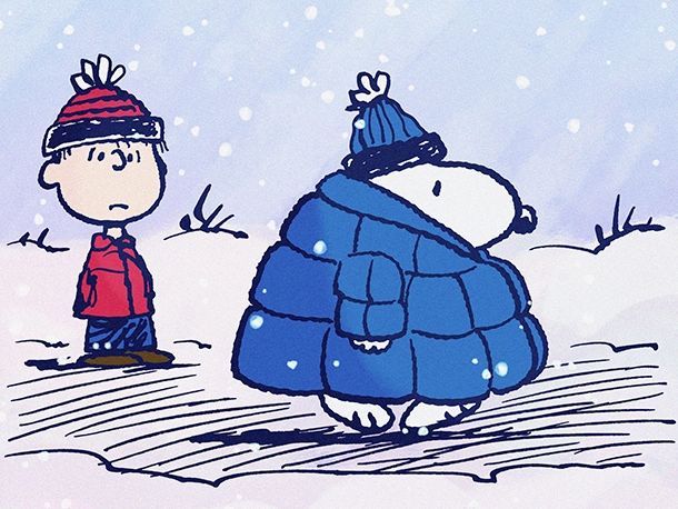 Snoopy in a puffer jacket 