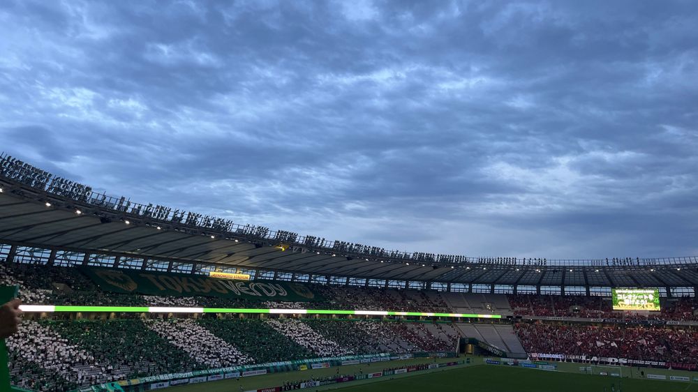 試合前の東京ヴェルディのコレオ（残念ながら、ゴール裏のコレオは見られなかった）