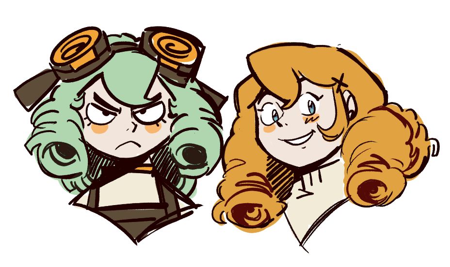Two headshots of Jade from Beneath the Grove. Her villain design, and what seems to be a more human-version of her.