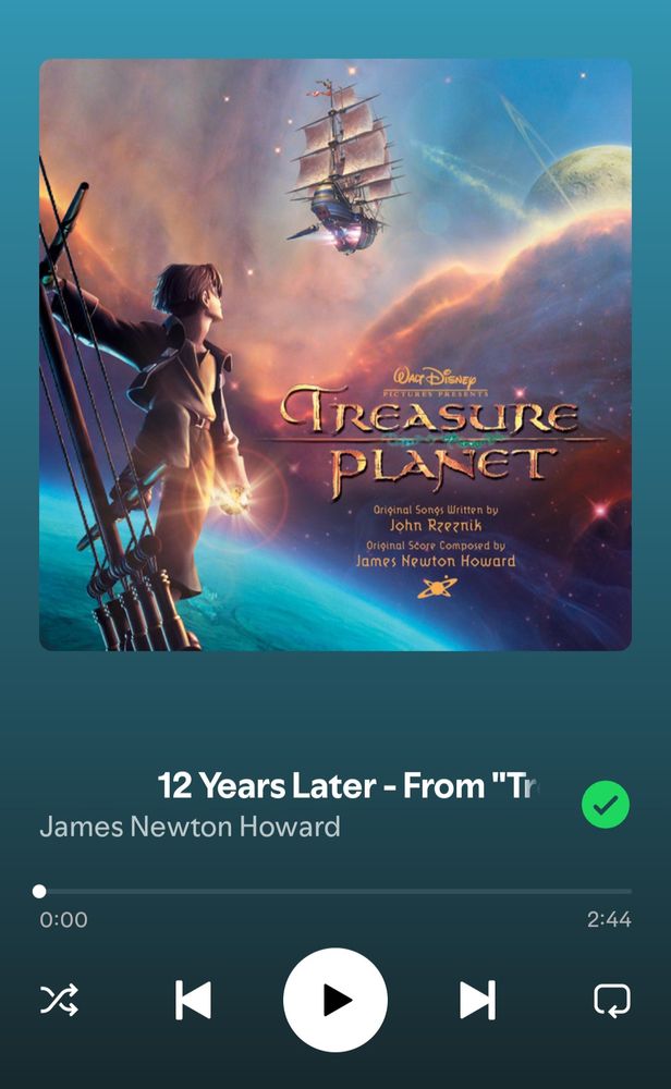 Print do spotify mostrando a música "12 years later" de planeta do tesouro maior musicão