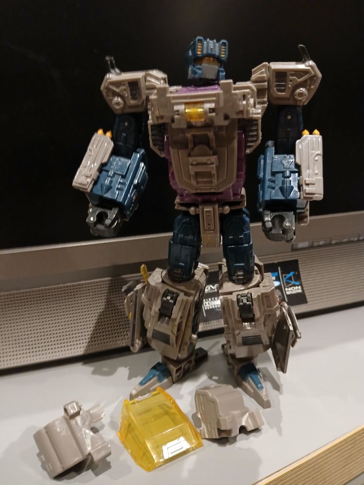 Vortex from the Bruticus set is a mess. Still makes a limb and you can sort of click/stick his cockpit and propellers onto him, for display. But he's in a bad way. Maybe some pieces can be fixed... I displayed him just fine as an arm (just, when he's posed, dont nudge it)