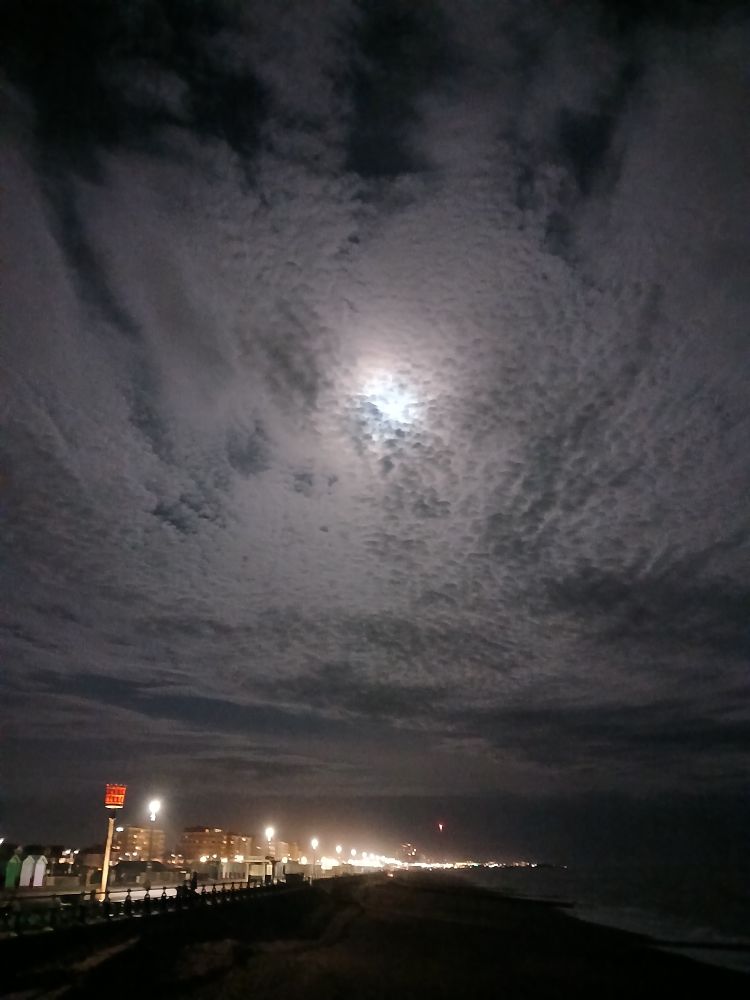 The sky over Brighton, just now, as seen from the beach in Hove.