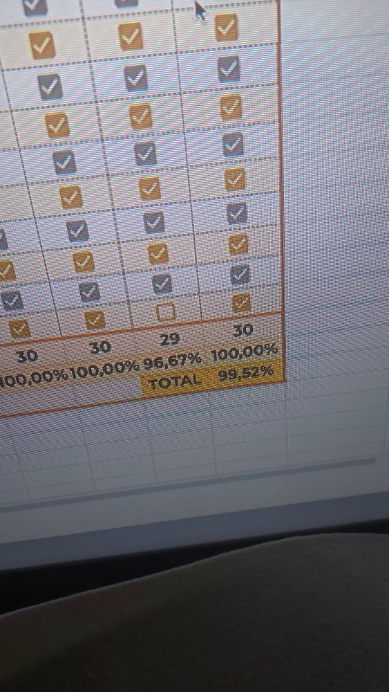 Progress of a spreadsheet showing 99,52% progress