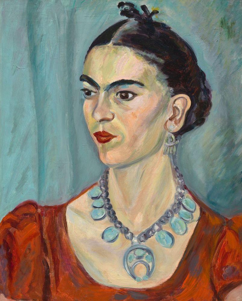 Kahlo drew upon the folk culture of Mexico to develop a visionary style of self-portraiture. Merging fantasy with realism, she gave visual form to the suffering she had endured following a traumatic injury and a lifetime of ill health while also probing the politics of gender, class, and race from her perspective as a committed communist. Kahlo made several transformative visits to the United States during the 1930s. Her first solo exhibi­tion, held in New York City in 1938, was followed by others in the 1940s. It was not until the late 1970s, however, that she gained widespread critical recognition

Painter Magda Pach and her husband, the writer and artist Walter Pach, were among the establishment figures who fervently supported Mexican art in the United States during the 1920s and 1930s.

