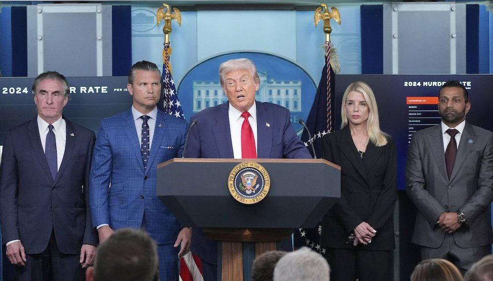 Citing crime, President Donald Trump said he is deploying the National Guard and taking over the Washington, D.C., police department. Many of the crime statistics he cited do not stand up to scrutiny.