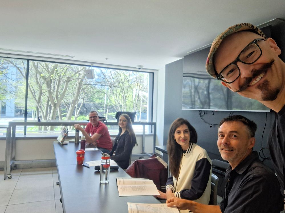 A conference panel with authors Lauren Ashman, Matt Tighe, Livia J. Elliot, Scott Steendma and Keith Stevenson. 