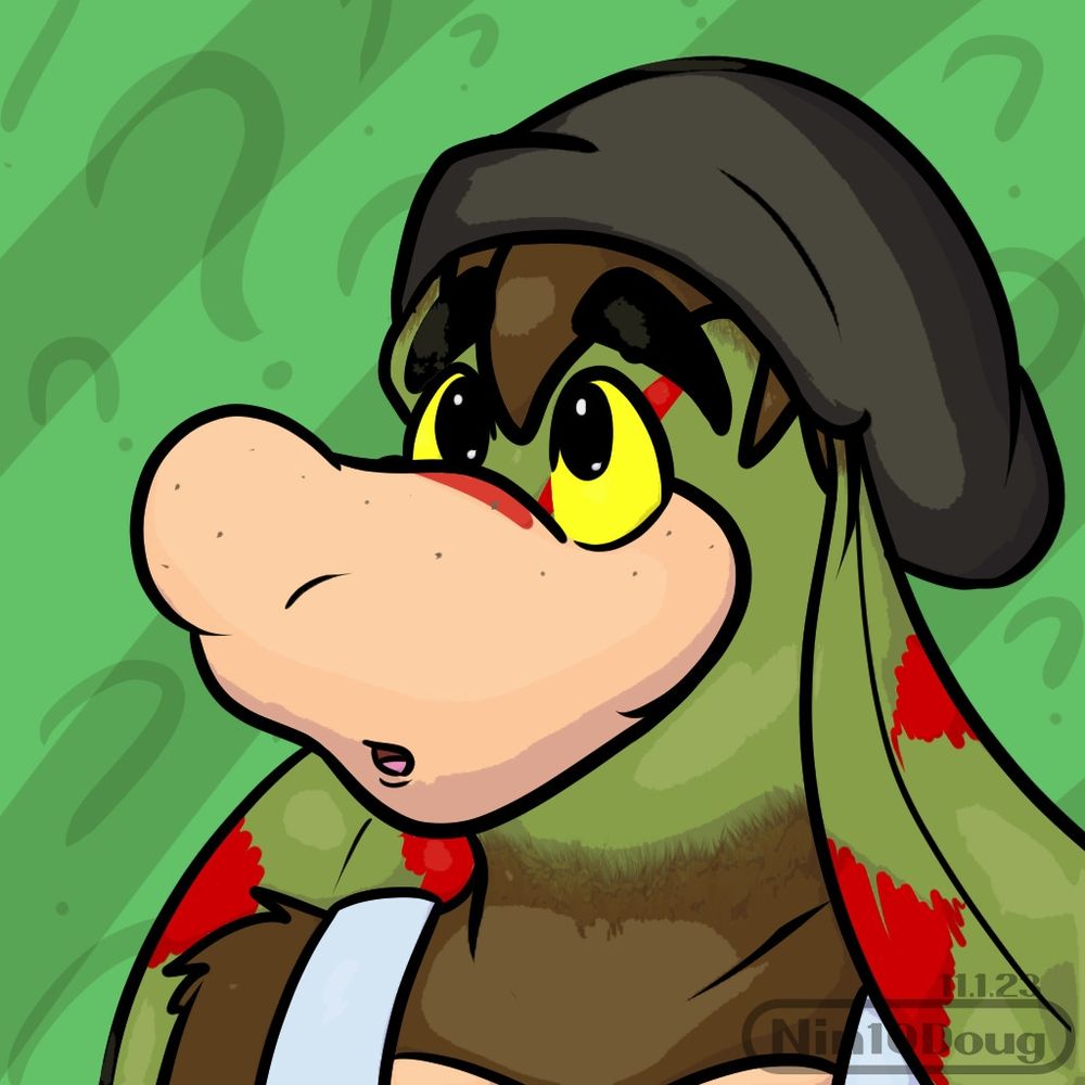 Art from 2023

This was the first instance where he got the goofy tooth. Should have gone with "Ah-Hyuck!"

He also stole some hedgehog's hat. Tell ni one.