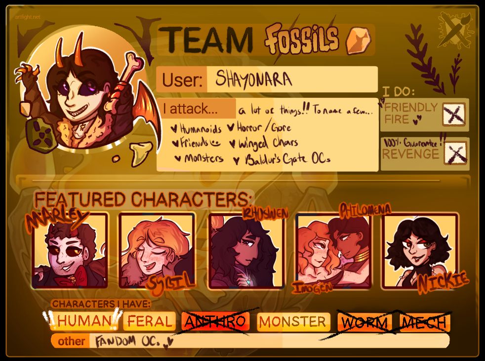 Team Fossil Art Fight card