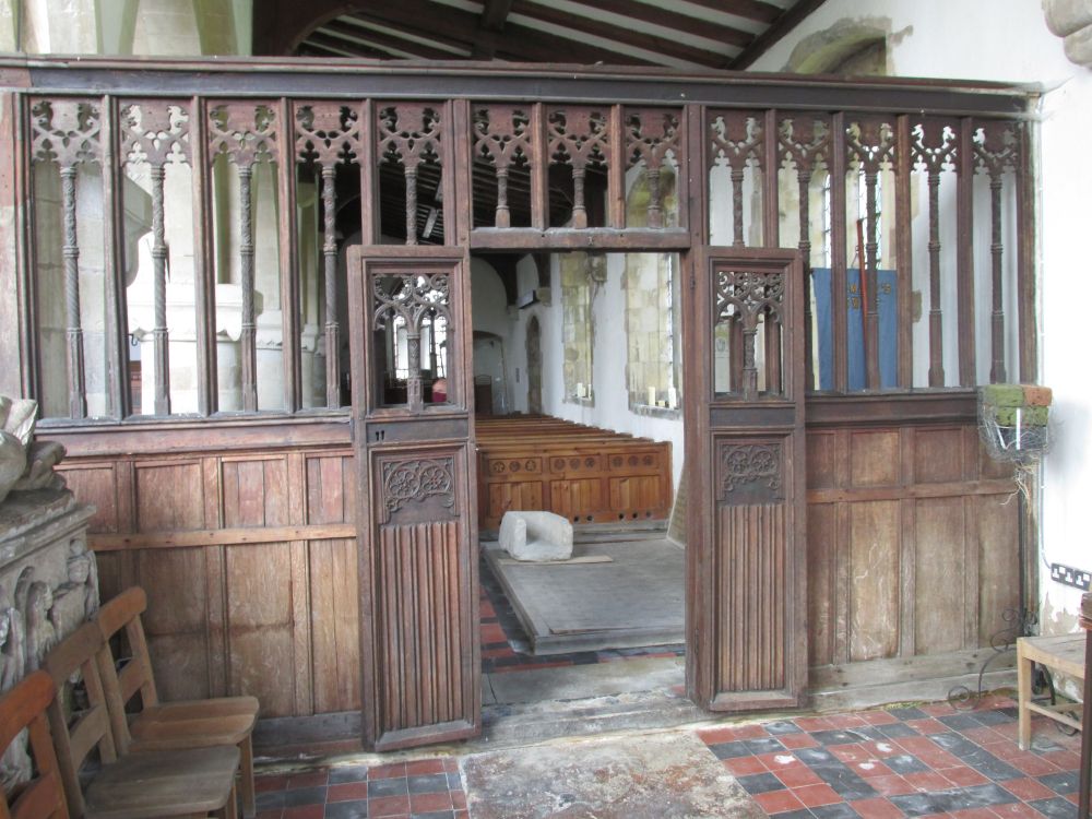 Carved wooden screen, St Mary's, Swine.