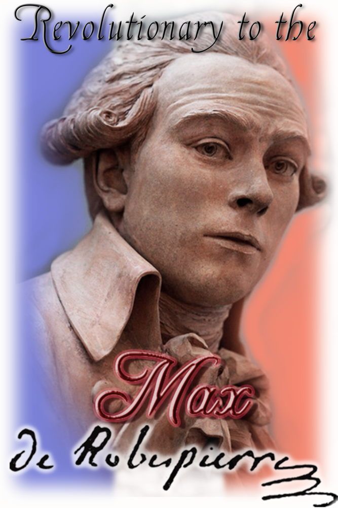 Picture of Robespierre, with signature, on tricolor background, captioned 'Revolutionary to the Max'.
