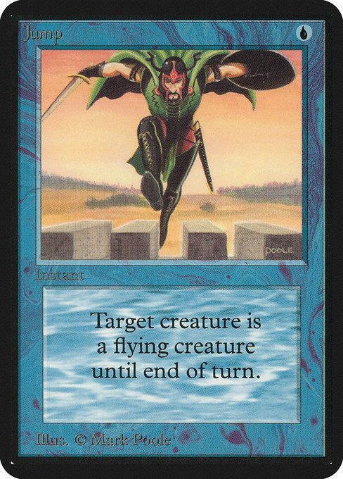 Limited Edition Alpha printing of Magic the Gathering’s “Jump” card
