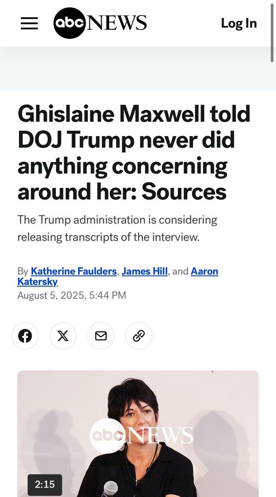 Headline says: Ghislaine Maxwell told DOJ trump never did anything concerning around her: Sources