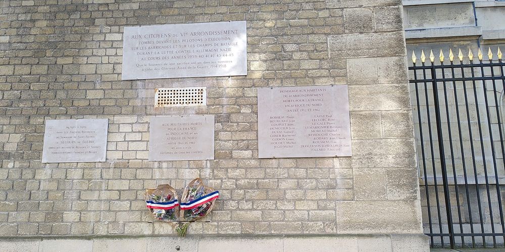 Memorial to those who died in the 6th arrondissement of Paris in both World Wars and the conflict in North Africa