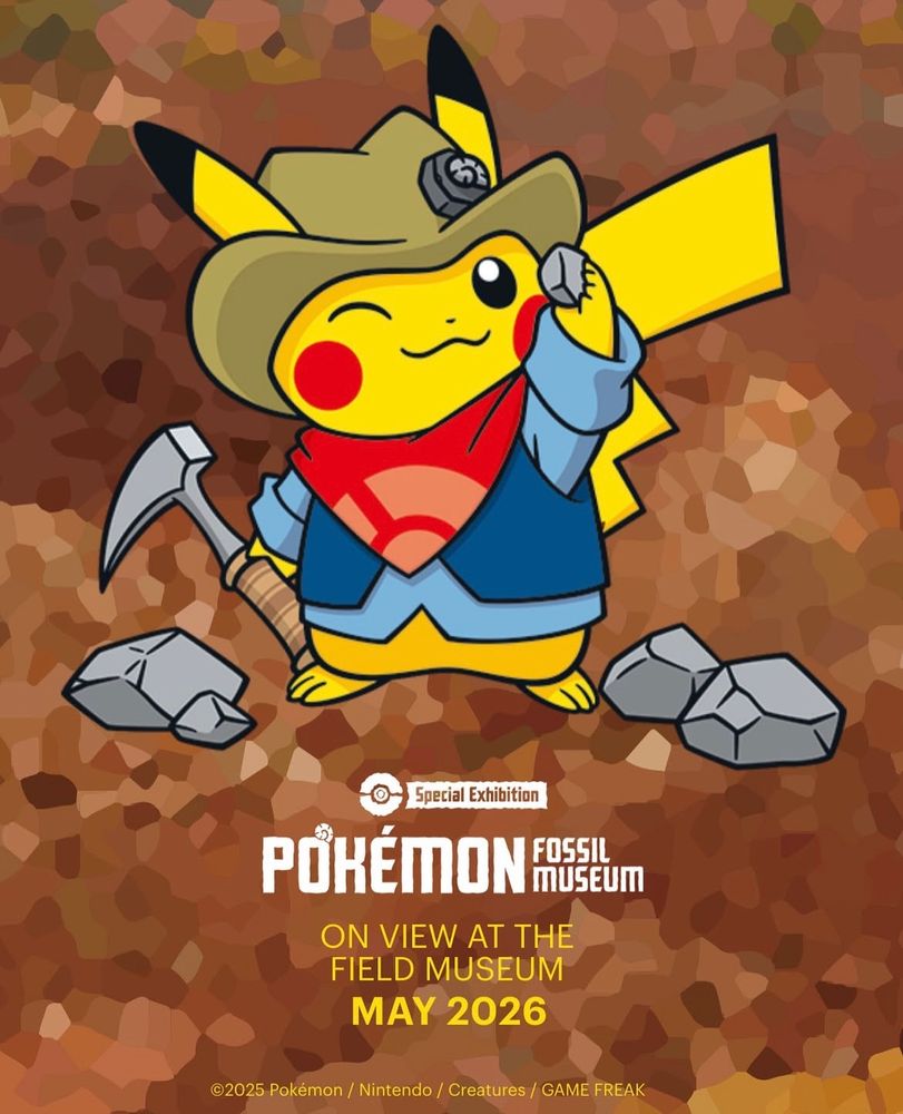 Instagram post for the Pokemon fossil museum in Chicago  