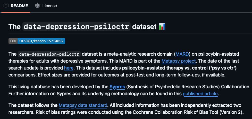 screenshot of the GitHub repository readme for the database