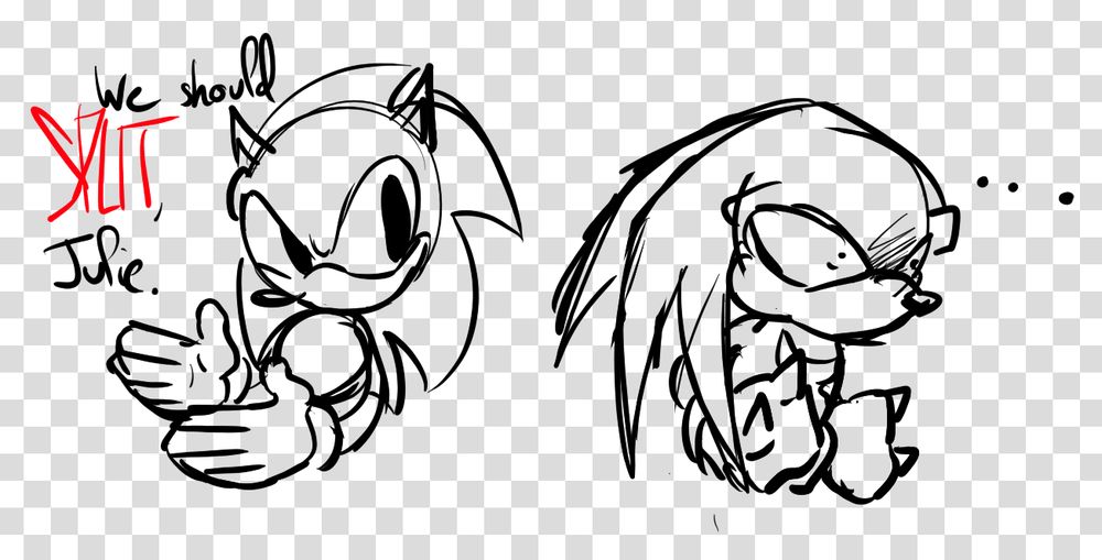 An unnamed Sonic vessel, telling to an Knuckles vessel that they should split.