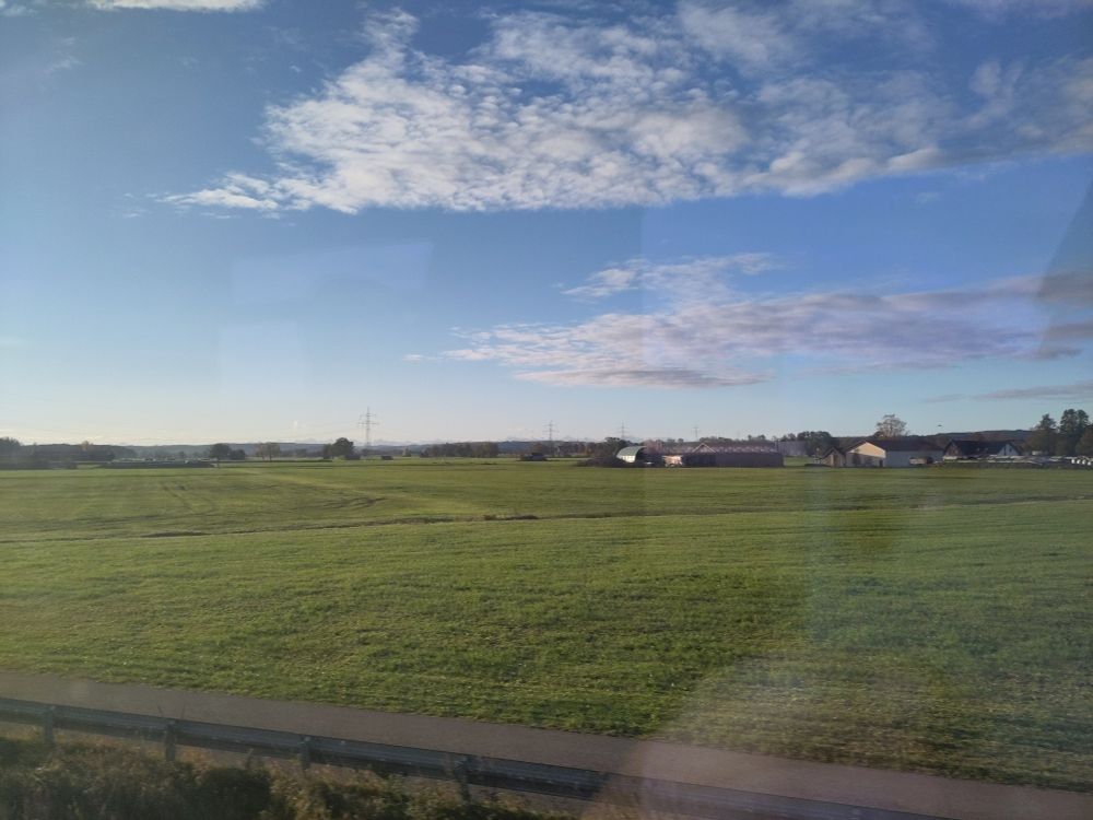 View of Allgäu near Memmingen with Alps in background