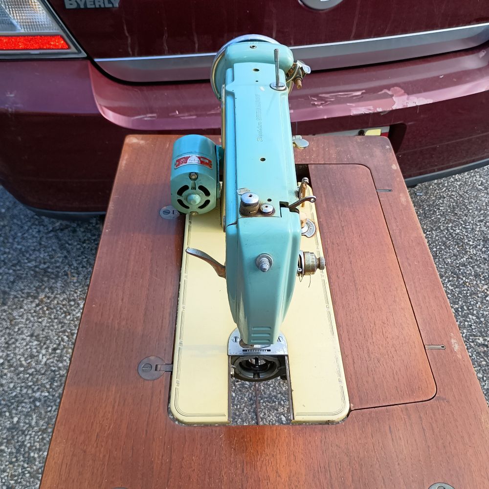 The sewing machine is missing parts .