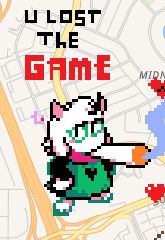 wplace image of Ralsei from Deltarune smoking a fat blunt. Above him reads "you lost the game"