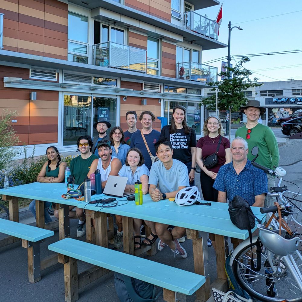 Councillor Lucy Maloney with a bunch of Vision Zero volunteers at the plaza at Main and 3rd