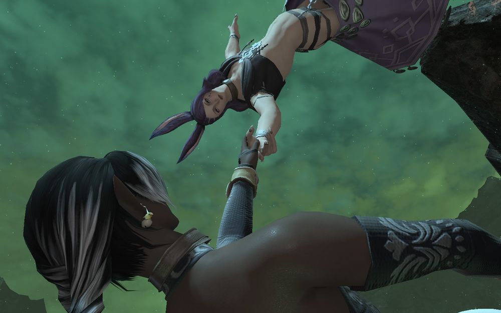 A hand is extended her way, one that doesn't promise her escape, but still offers to help