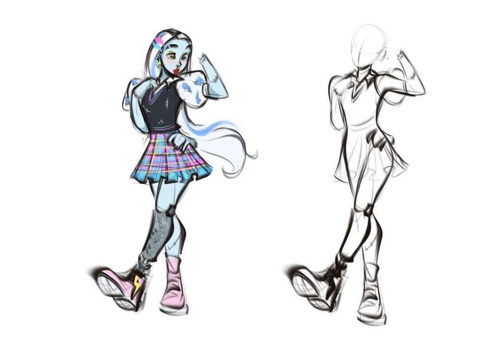 Sketch of Frankie from Monster High