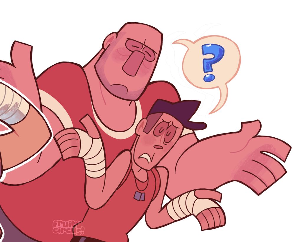 Scout and Heavy both shrugging.