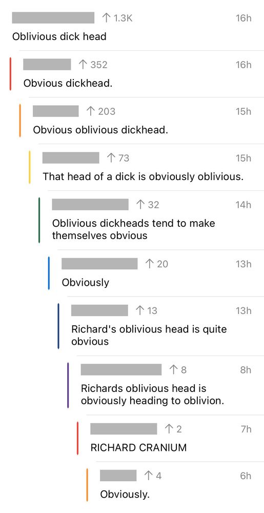 Broma con sinónimos de "dickhead" en inglés.
