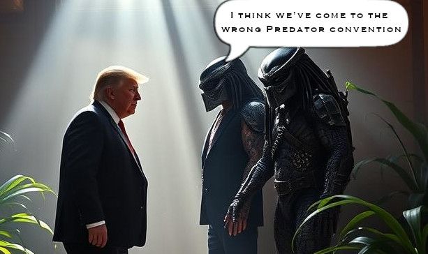 Trump histing a Predator convention