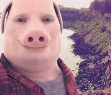 john pork, a pig's head on a human's body