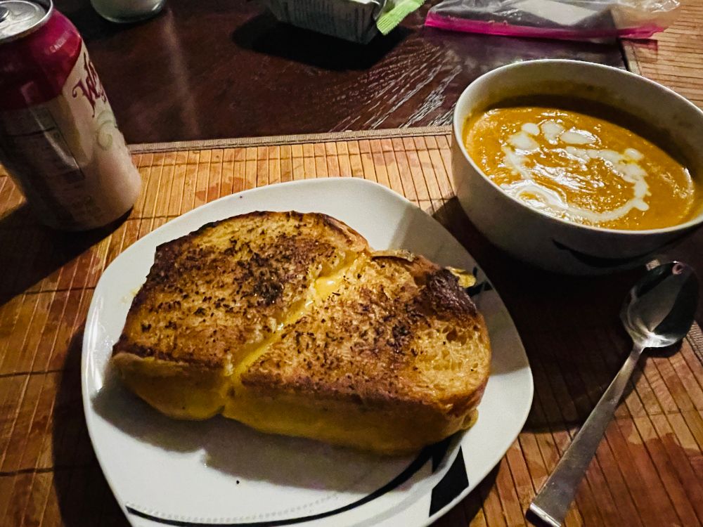 The soup and the sandwich together 