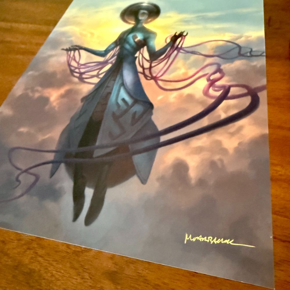A closeup of the signature on the signed print.