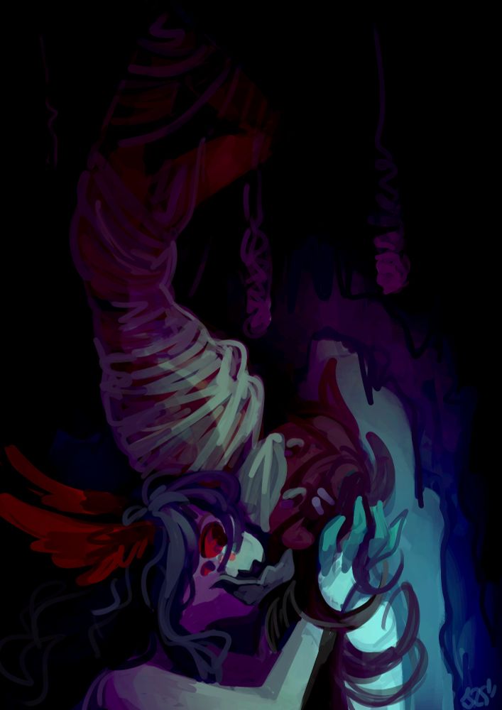 zinnia tangling up a random person. there are other captured prey in the background. 