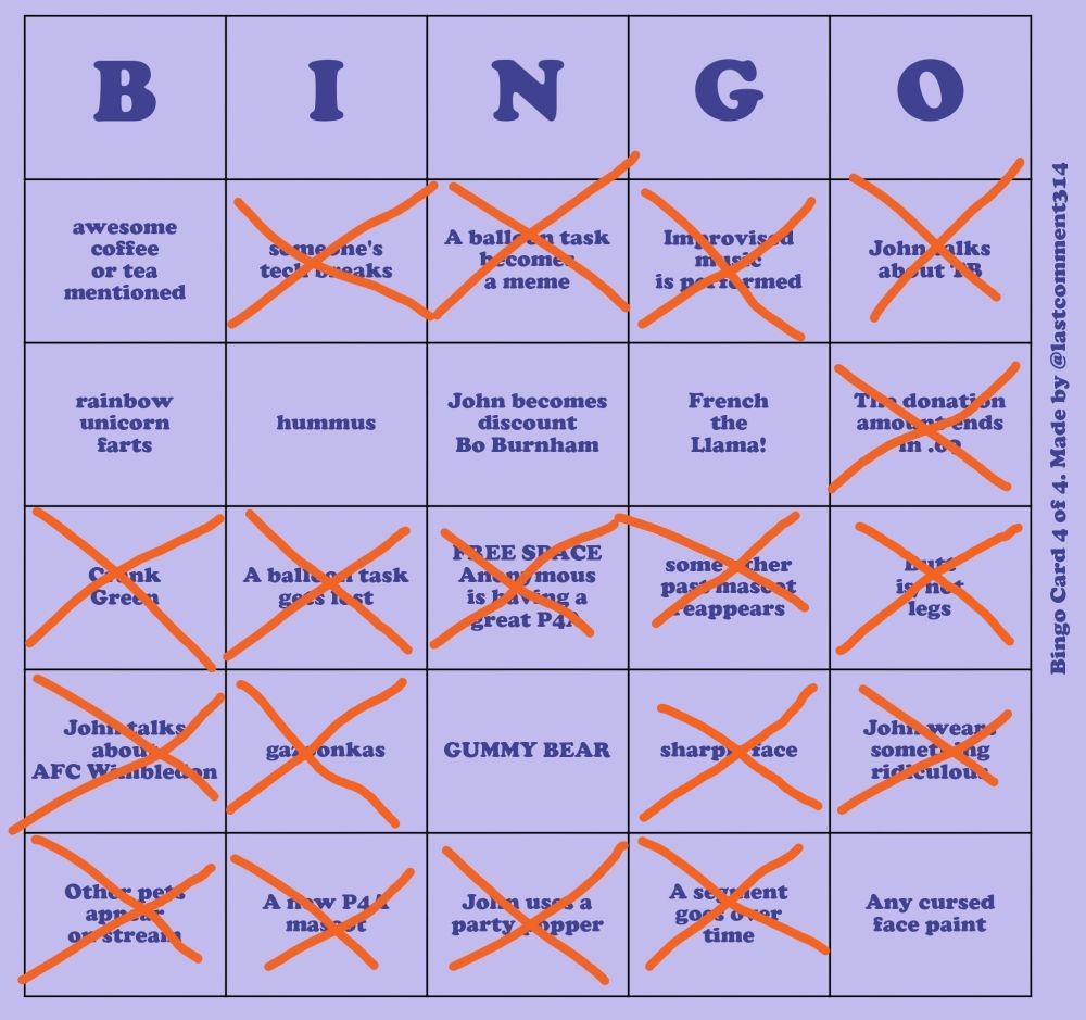 A bingo card with 7 open spaces