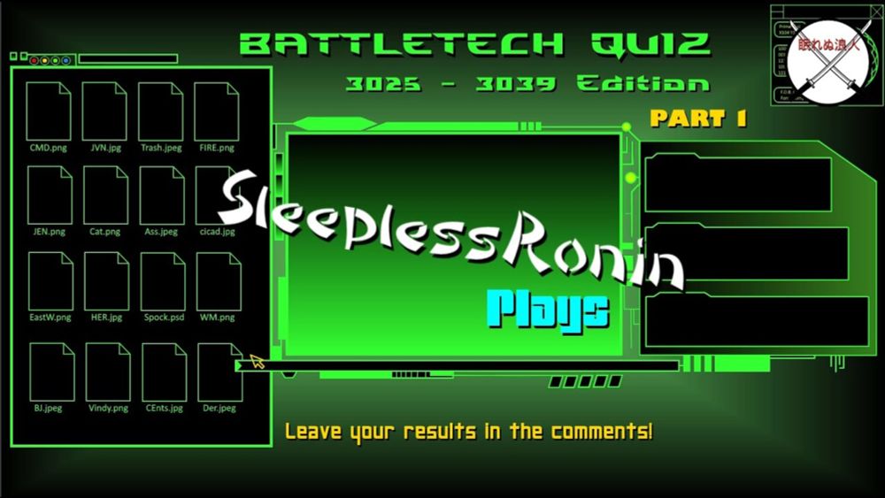 Battletech Quiz 3025 to 3039 TROs part 1 with SleeplessRonin